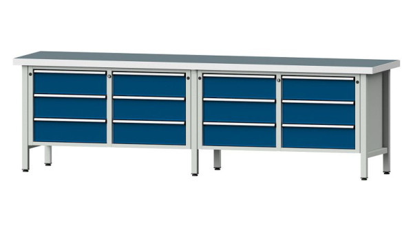ANKE werkbanken kistwerkbank, model 108 V, 2800 x 700 x 850 mm, RAL 7035/5010, UBP 50 mm, 301.454