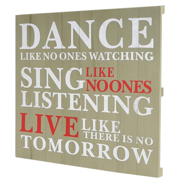 Mendler Wandbord Dance, decoratief bord houten bord shabby look vintage 60x60cm, groen, 44835
