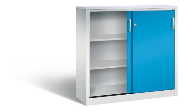 C+P dressoir met schuifdeuren Acurado, H1200xB1200xD400mm, kleur: lichtgrijs/lichtblauw, beugelgreep, 3 niveaus, 2047-1200 S10347