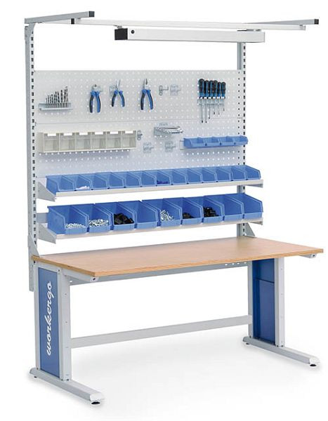 Bedrunka + Hirth meerwandige bouwvakker met bovenframe, 2x geperforeerde plaat, 2x legplank, afmetingen in mm (BxDxH): 1500 x 750 x 1250, 4C150-3