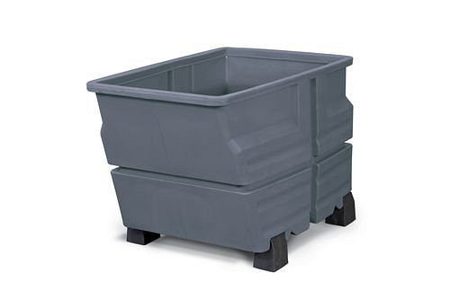 DENIOS systeemcontainer van polyethyleen (PE), met pootjes, grijs
