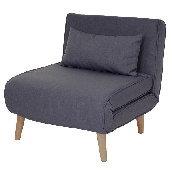 Mendler HWC-D35 fauteuilbed, slaapbank, functionele fauteuil, opklapbare fauteuil, relaxfauteuil, jeugdfauteuil, stof/textiel, donkergrijs, 62744