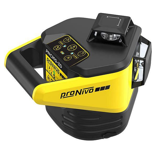 proNIVO multilijnlaser PNCMG-3D, groene diodes, één horizontaal, 2 verticale 360°-lijnen in een hoek van 90°, met universele handontvanger, S205-PNCMG-3D-SET