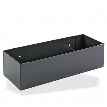 ADB opbergbak, ophangbeugel voor vierkante gaten 38x38mm / 10x10mm, afmetingen 220x60x80mm (BxDxH), kleur: grijs, RAL 7016a, 23201