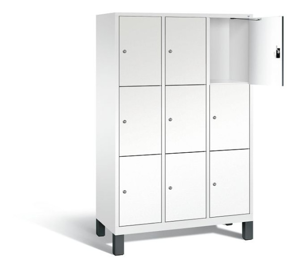 C+P lockerkast Evolo, H1850xB1200xD500mm, kleur: verkeerswit / decor wit, 48010-323 S10194