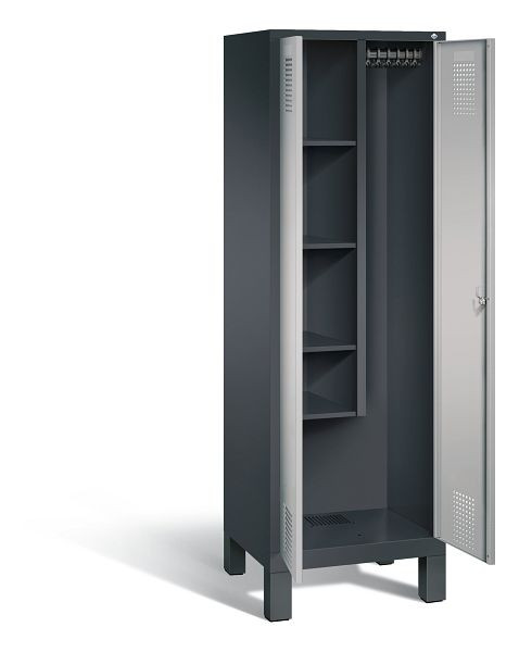 C+P reinigingsmiddelenkast Evolo, H1850xB610xD500mm, kleur: zwart-grijs/wit aluminium, 48110-00 S10066