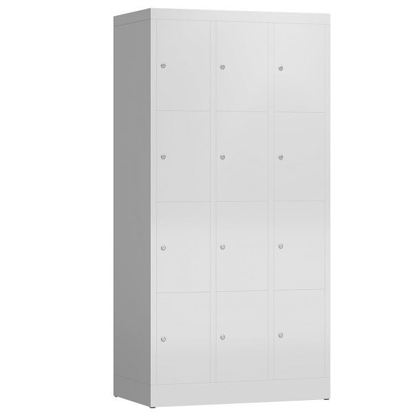 Lüllmann ClassiX lockerkast, 3 compartimenten met elk 4 compartimenten, 1800 x 870 x 500 mm, lichtgrijs, X-520430