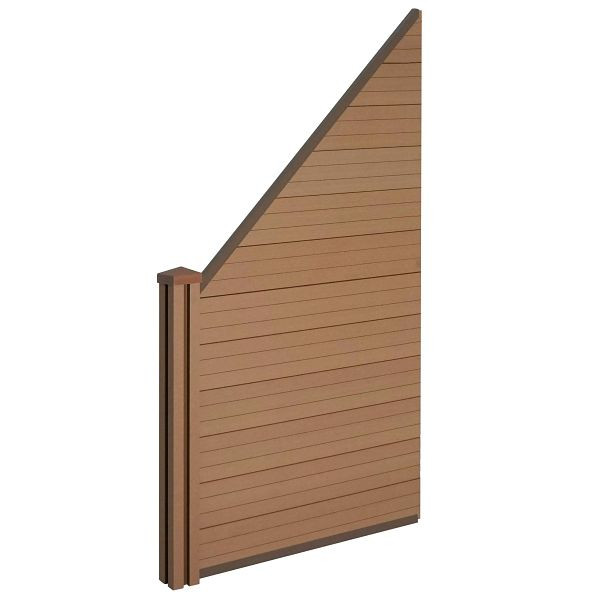 Mendler WPC inkijkscherm Sarthe, windscherm, WPC paal, aanbouwelement schuin links, 0,98m teak, 77579
