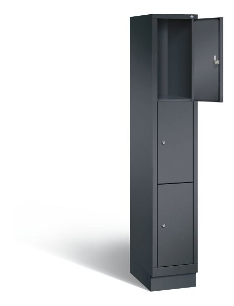 C+P lockerkast Evolo, H1800xB320xD500mm, kleur: zwart-grijs, 48020-103 S10046