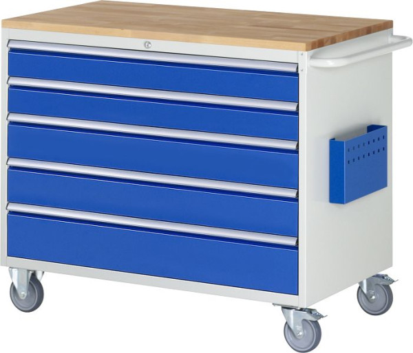 RAU montagewagen serie 7000, massief beuken werkblad (2xH120, 2xH150, 1xH180 mm), 5 x lade maat XXL, 1145x975x650 mm, 05-XXL5.11A-B.11