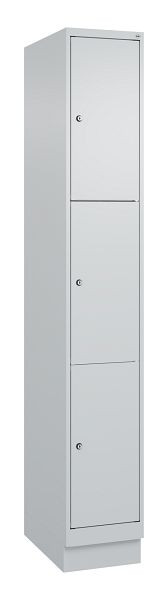 C+P lockerkast Classic PLUS, onderstel, 1950x300x500mm, 7035/7035, met 3 vakken, 080020-103 S10009