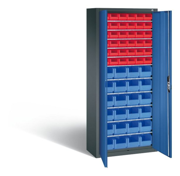 C+P tijdschriftenkast serie 13, H1690xB700xD300mm, kleur: antracietgrijs / gentiaanblauw, verzonken handgreep, 133413-23 S10081