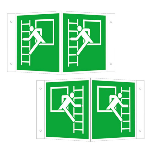 Stein HGS HGS reddingsbord als hoekbord nooduitgang met vluchtladder, 200 x 200 mm / rechts, 15.a2121