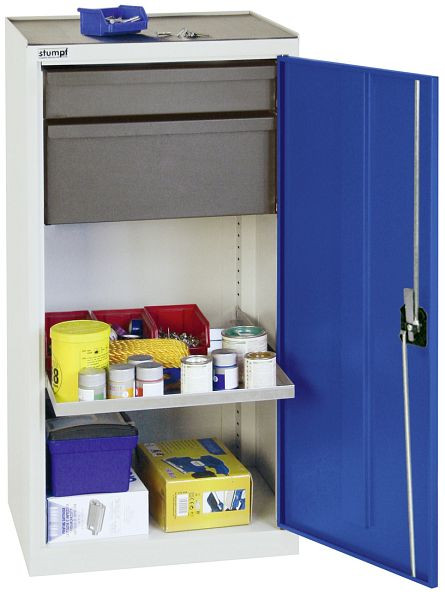 stumpf gereedschaps- en materiaalkast serie 3000, 7035/7035, 1 lade 100 mm, 1 lade 200 mm, 1 bodemplaat, gentiaanblauw, 3001374