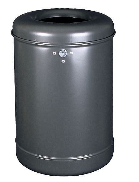Renner afvalbak met veerdeksel ca. 35 L, ongeperforeerd, voor wand- en paalmontage, verzinkt en gecoat, antraciet ijzermica, 7023-01PB DB703
