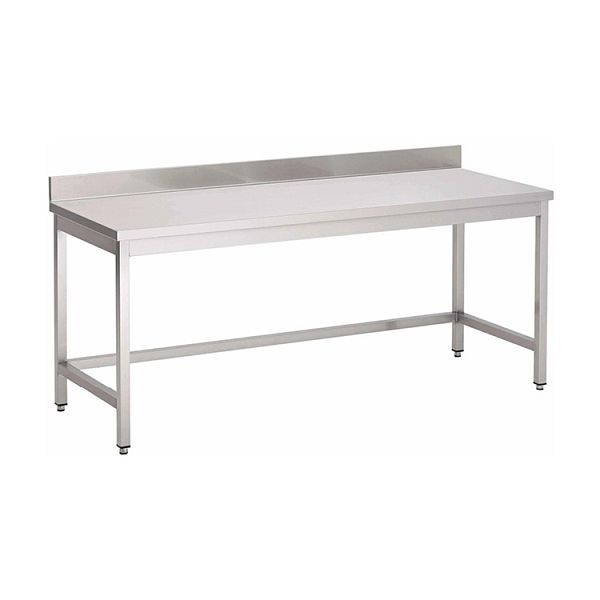 Gastro-Inox RVS AISI 430 werktafel met opstaande rand, 900x700x850mm, versterkt met 18 mm dik, gecoate spaanplaat, 301.148