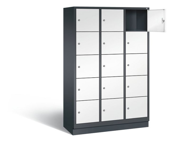 C+P lockerkast Evolo, H1800xB1200xD500mm, kleur: zwartgrijs / verkeerswit, 48020-325 S10126