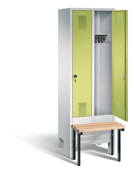 C + P Evolo garderobe, H1850xB610xD815mm, kleur: lichtgrijs / virid groen, 48030-20 S10133