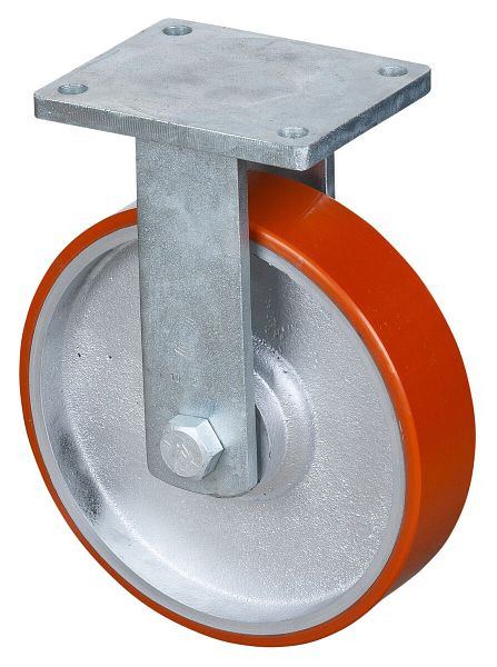 BS Rollen Zwaarlastwiel, bokwiel, wielbreedte 75 mm, wiel-Ø 300 mm, draagvermogen 2000 kg, polyurethaan gegoten 95 Shore A, gegoten, kogellager, RR110.C10.301