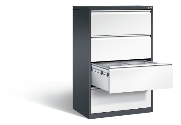 C+P hangarchiefkast Acurado, H1357xB787xD590mm, kleur: zwartgrijs / verkeerswit, handgreep, 12934-312 S10200