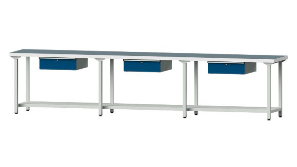 ANKE werkbanken werktafel, model 103, 4050 x 700 x 900 mm, RAL 7035/5010, UBP 50 mm, 400.543
