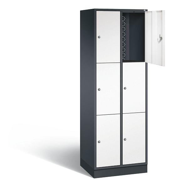 C+P lockerkast Intro, H1950xB620xD490mm, kleur: zwartgrijs / verkeerswit, 8370-201 S10095