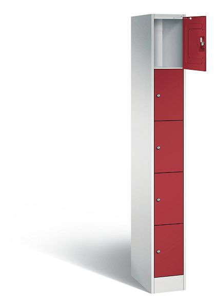 C+P lockerkast serie 8070, H1950xB240xD480mm, kleur: lichtgrijs/robijnrood, 80700-10 S10014