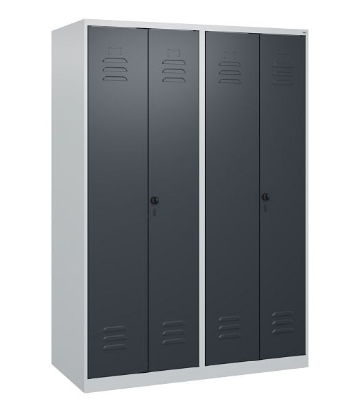 C+P Umkleidespind Classic PLUS SW, 4 Abteile, 1700x1200x500mm, 7035/7016, Drehriegel, 0800027-40 S10007