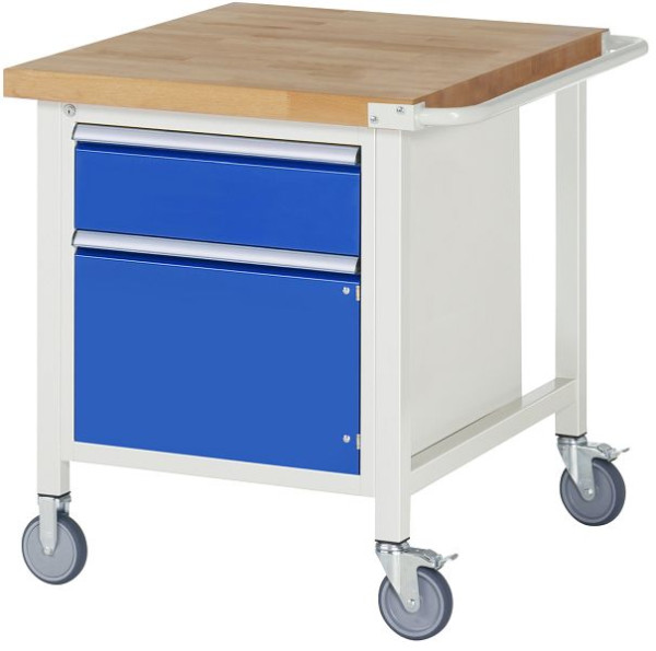 RAU verrijdbare werkbank serie 8000, 1 x lade, 1x draaideur, 750x880x900 mm, 05-8152A2-079B4S.11