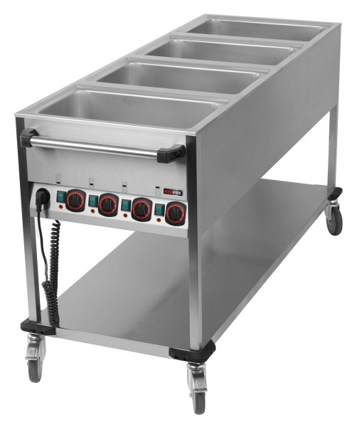 A&S Gastro Bain-Marie wagen verrijdbaar 4x GN 1/1, 650x1700x900 mm, BMPK 4120