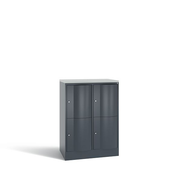 C+P Schließfachschrank Resisto, 4 Fächer, H1077xB772xT540 mm, Anthrazit/DBS Hellgrau, 8472-272 S10134