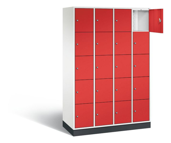 C+P lockerkast Intro, H1950xB1220xD490mm, kleur: verkeerswit / vuurrood, 8570-401 S10247