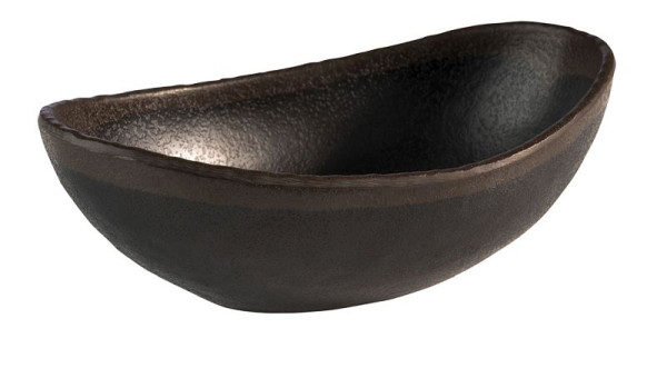APS kom -MARONE-, 16,5 x 10 cm, hoogte: 5,5 cm, melamine, zwart, met bruine rand, 0,25 liter, 84731