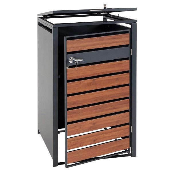 Mendler HWC-J81 1er vuilnisbakbekleding, vuilnisbak, uitbreidbaar, metaal 32kg, antraciet, kersenhout-look donkerbruin, 83362