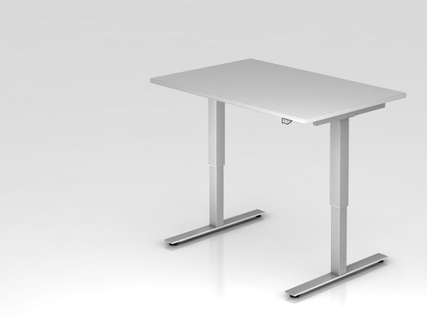 Hammerbacher elektrisch zit-sta bureau 120x80cm grijs, werkhoogte 73 - 119 cm, VXMST12/5/S