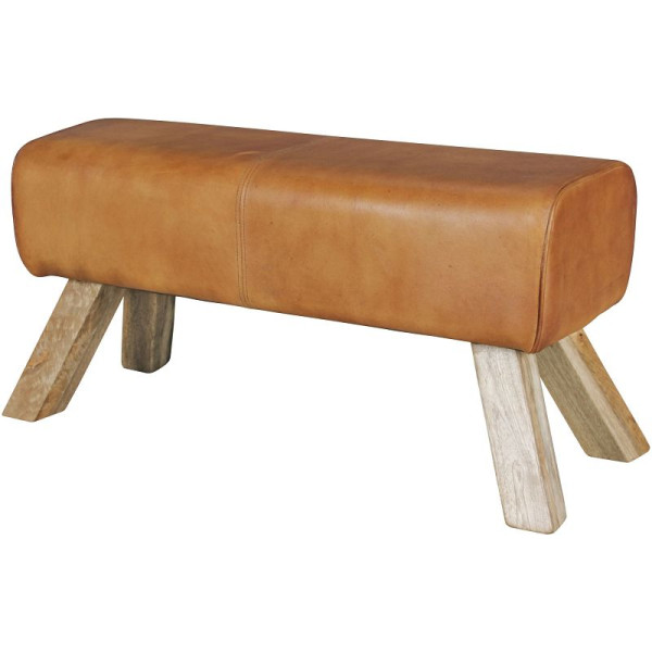 Wohnling Design Kruk Hout 90x30x43 cm Leer Modern Springbok, WL5.105
