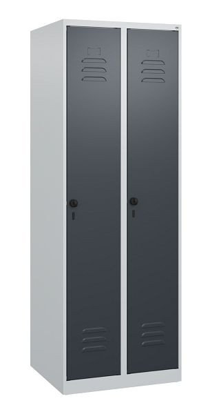C+P luierkluis Classic PLUS met middenwand, 2 vakken, 1700x600x500mm, 7035/7016, veiligheidsdraaigrendel, 0800007-20F S10007