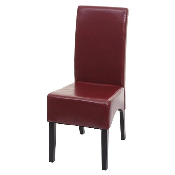 Mendler Latina eetkamerstoel, keukenstoel, leer, rood, donkere poten, 74542