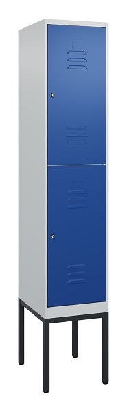 C+P dubbeldekskast Classic PLUS, frame, 2120x400x500mm, 7035/5010, cilindersloten, 0803307-12 S10018