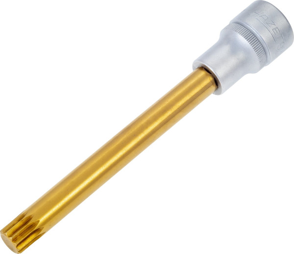 Hazet schroevendraaierdop, hol vierkant 12,5 mm, inwendig meertands profiel XZN, M12, extra lang met karteling, 990SLG-12