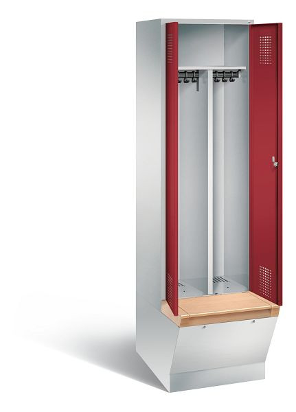 C+P zwart wit kastje Evolo, H2090xW610xD815mm, kleur: lichtgrijs/robijnrood, 48056-20 S10270
