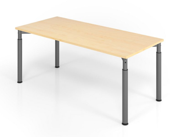 Hammerbacher bureau YS19, 180 x 80 cm, blad: esdoorn, 25 mm dik, ABS dikke rand, rechthoekige vorm, grafiet, VYS19/3/G