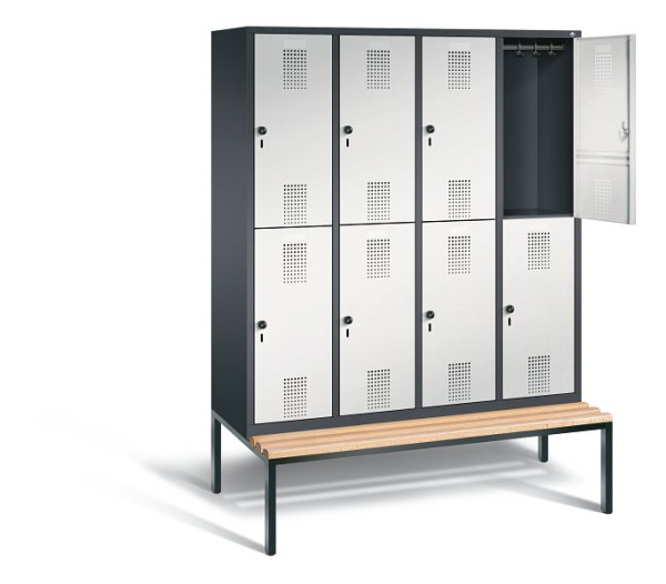 C+P locker dubbeldekker Evolo, H2090xW1590xD810mm, kleur: zwartgrijs/lichtgrijs, 48350-42 S10015