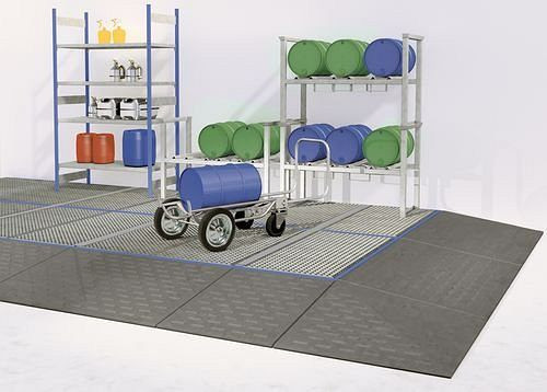 DENIOS vloerelement BK 8.8 gemaakt van polyethyleen (PE), met gegalvaniseerd rooster, 800 x 800 x 150 mm, 216-671