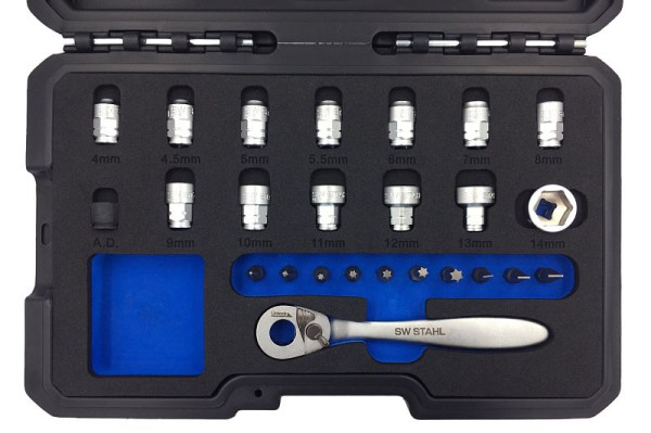SW-Stahl dopsleutelset, 1/4", laag profiel, 25-delig, 06425L