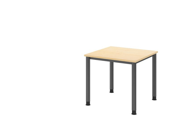 Hammerbacher bureau HS08, 80 x 80 cm, blad: esdoorn, 25 mm dik, 4-poots frame in grafiet, werkhoogte 68,5-81cm, traploos verstelbaar, VHS08/3/G
