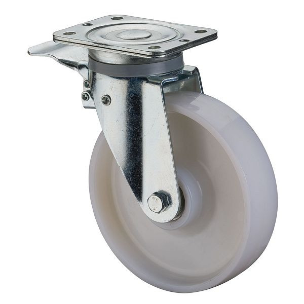 BS Rolls Zwaarlastwiel met rem, wielbreedte 50 mm, wiel-Ø 200 mm, draagvermogen 600 kg, loopvlak/wiellichaam kunststof, kogellager, N120.B15.202