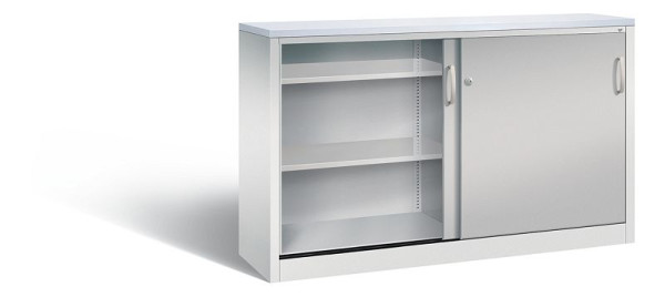 C+P dressoir met schuifdeuren Acurado, H1000xB1600xD400mm, kleur: lichtgrijs/wit aluminium, beugelgreep, 2146-00 S10129