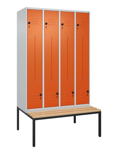 C+P Z-Spind Classic PLUS, met onderbank, 8 vakken, 2120x1200x815mm, 7035/2004, draaigrendel, beuken zitlat, 0800537-408 S10060