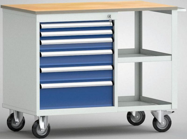 KLW werkbank 1000 x 620 x 830 mm, met beuken multiplex blad, WS822N-1000M20-E1901